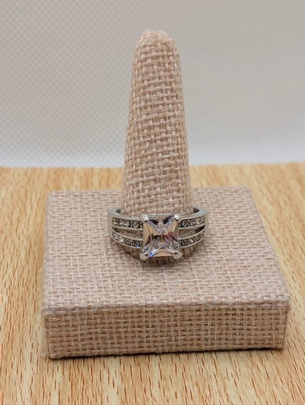 Silver Square Cut Halo Cocktail Ring